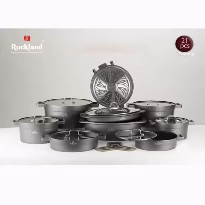 سرویس قابلمه گرانیتی 21 پارچه راکلند مدل تمیس طوسی