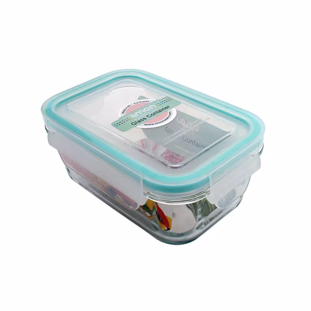 ظرف شیشه ای دربدارمستطیل 180میلی لیتر لیمون