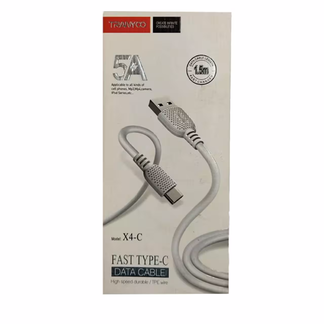 کابل USB به Type-C ترانیو مدل X4 طول 1.5 متر 5 آمپر