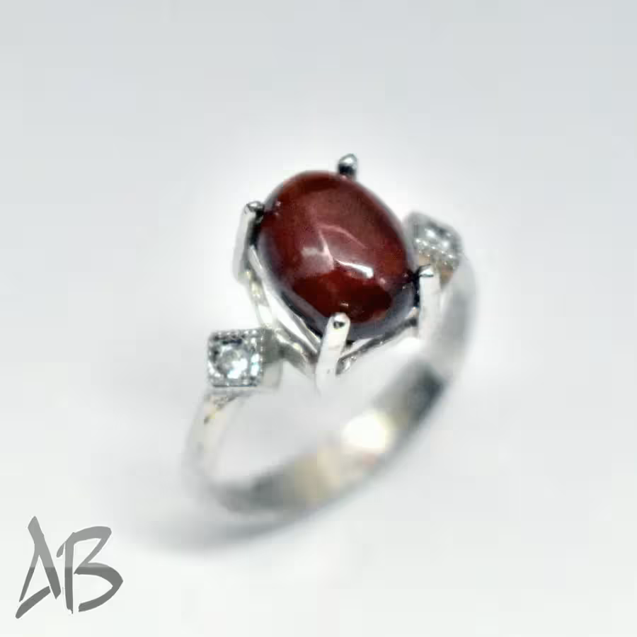 انگشتر نقره زنانه گارنت سنگ اصل و معدنی قرمز تیره عیار 925 آقابزرگ کد 349