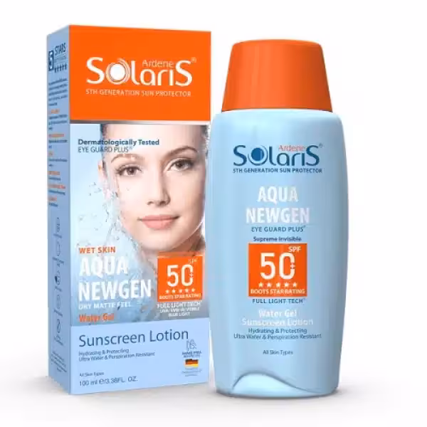 لوسیون آبی ضد آفتاب فاقد چربی بی رنگ SPF50 سولاریس آردن