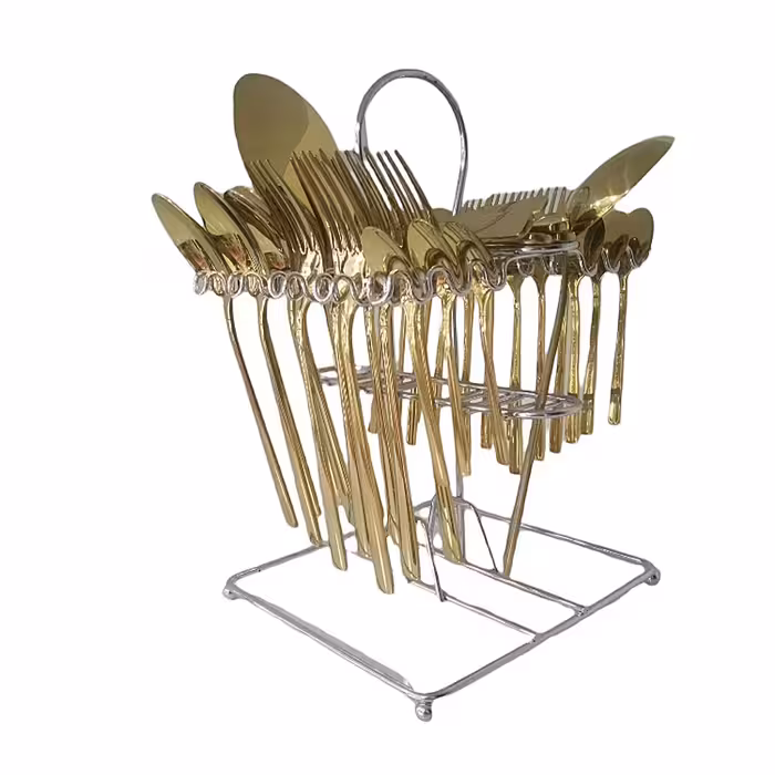 سرویس قاشق چنگال 6 نفره کامل طلایی رنگ ثابت برند رینچباخ آلمان اقساطی به تمام نقاط کشور فقط با چک صیادی 