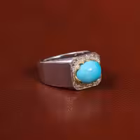 انگشتر فیروزه عجمی مردانه کد 30905 - جواهری مشاهیر