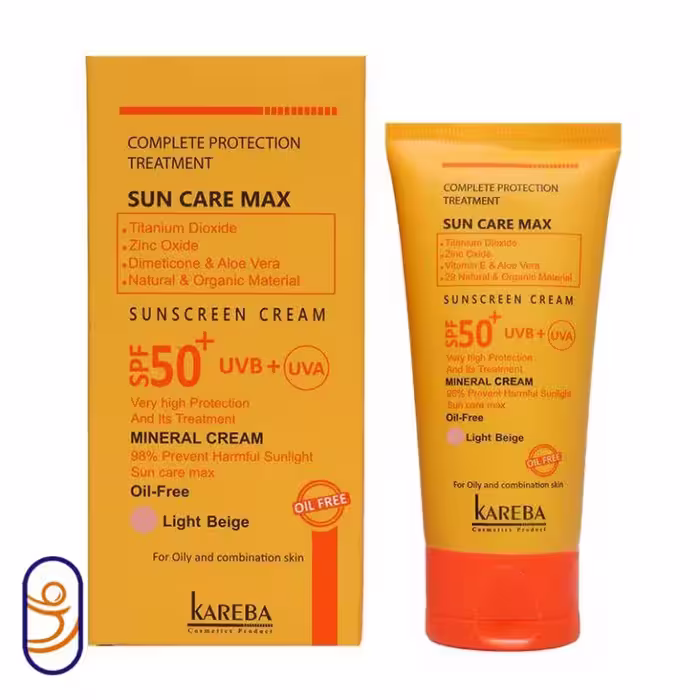 کرم ضدآفتاب بدون روغن بژ روشن پوست چرب SPF50 کاربا