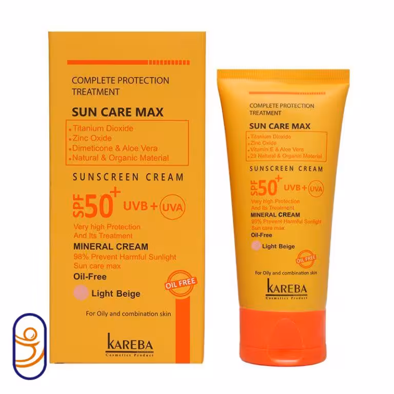 کرم ضدآفتاب بدون روغن بژ روشن پوست چرب SPF50 کاربا