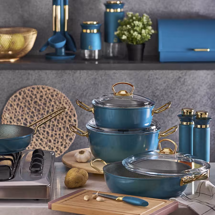 سرویس قابلمه 7 پارچه نوا مدل گرانیت درب پیرکس