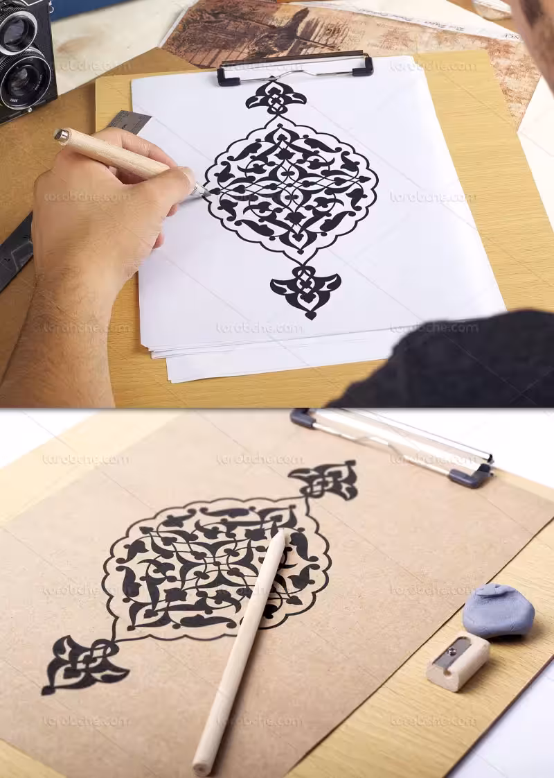 وکتور ترنج و سرترنج اسلیمی مشکی | گرافیک با طعم تربچه