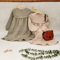 سارافون دخترانه یقه چین دار آکو 3 تا 7 سال