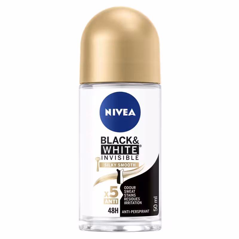 رول ضد تعریق زنانه نیوآ مدل Invisible Black &amp; White Silky Smooth حجم 50 میلی لیتر