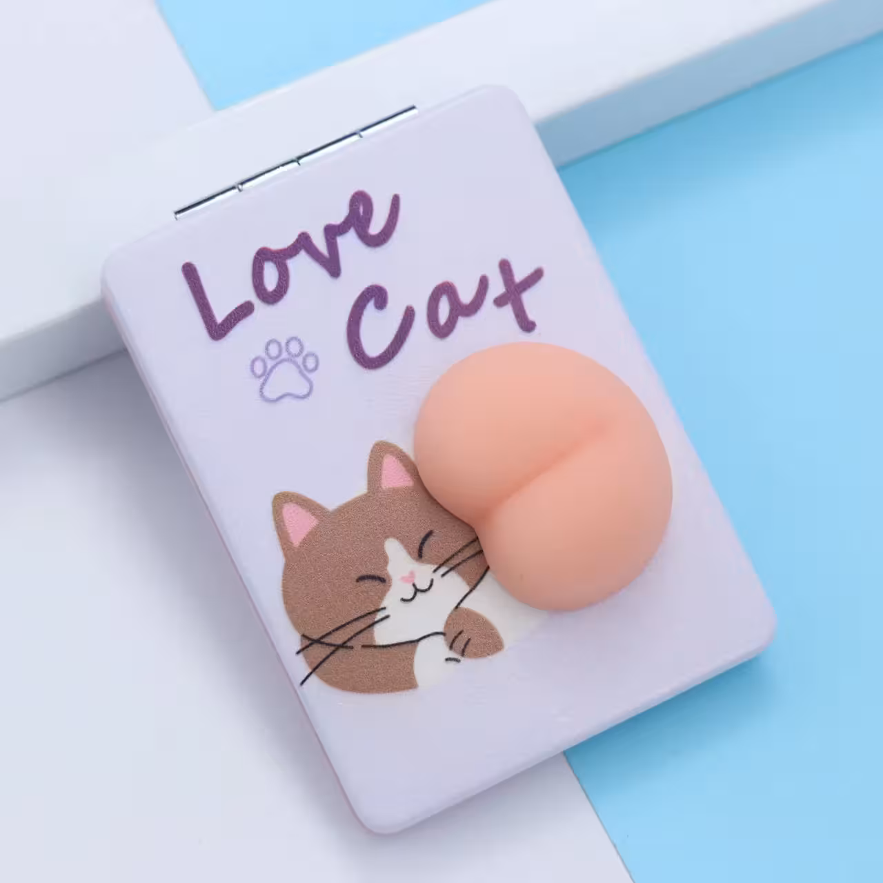 آینه دو طرفه کیوت طرح گربه نرمالو بنفش 31508