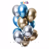 پک 12عددی آبی طلایی نقره ای