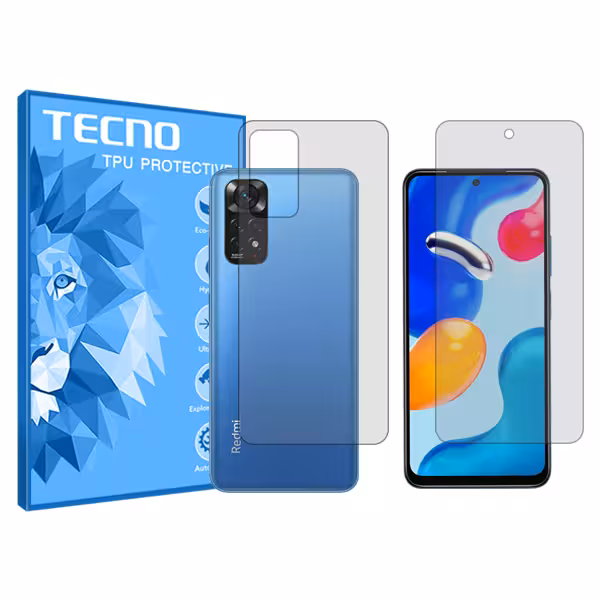 گلس صفحه نمایش و پشت گوشی شیائومی Redmi Note 11 مدل هیدروژلی شفاف برند تکنو کد SS