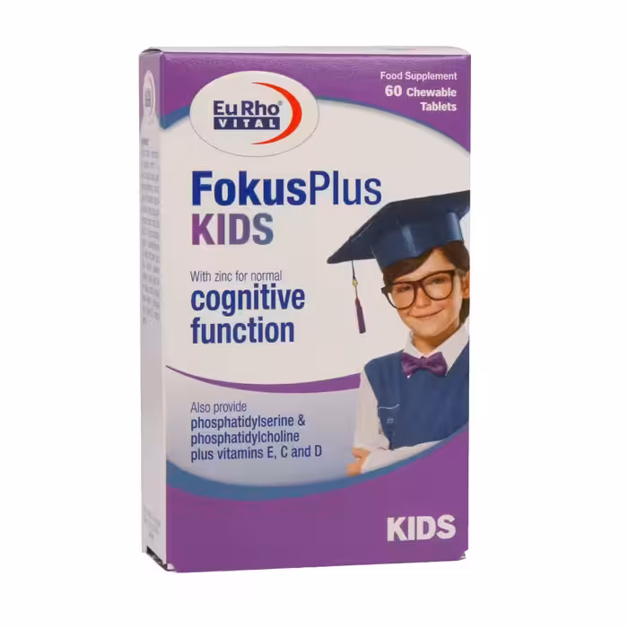 قرص جویدنی فوکوس پلاس کیدز یوروویتال 60 عدد Eurhovital Fokus Plus Kids 60 Chewable Tablets