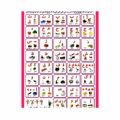 لوح پوستر حروف الفبای فارسی و ترکیب حروف با صداها بزرگ