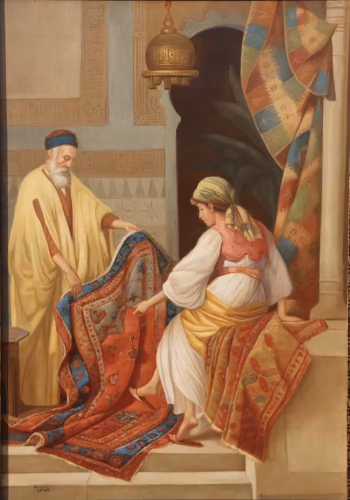 تابلو رنگ روغن بازار فرش عربي