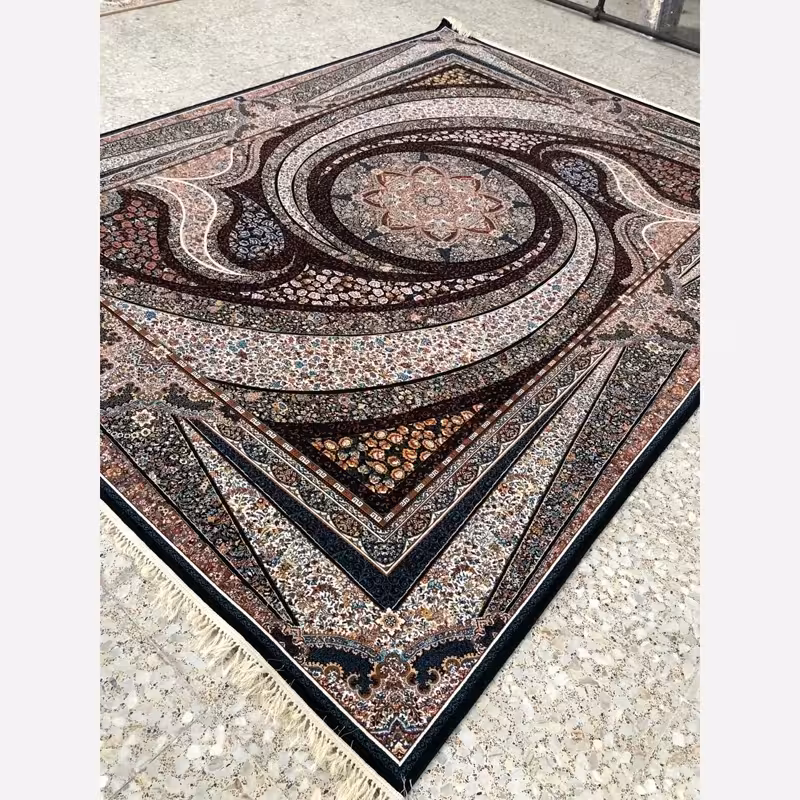 فرش ماشینی کاشان 700شانه 12متری طرح کهکشان سرمه ای(باارسال رایگان)