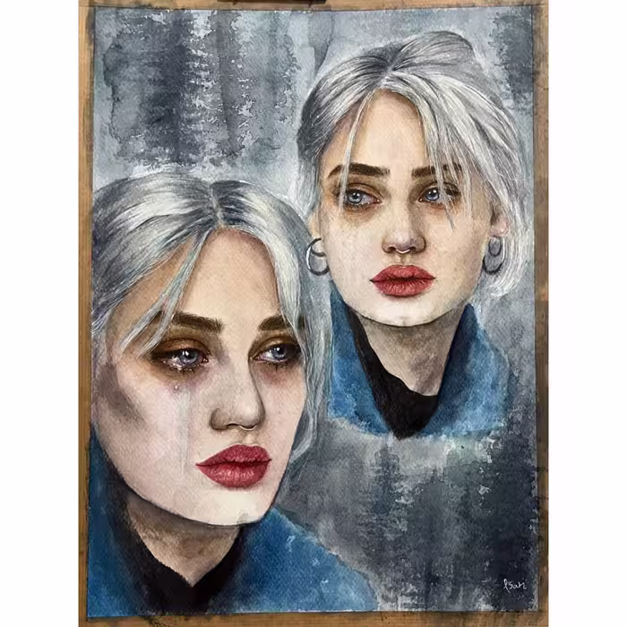 تابلو نقاشی آبرنگ طرح مه آلود 
