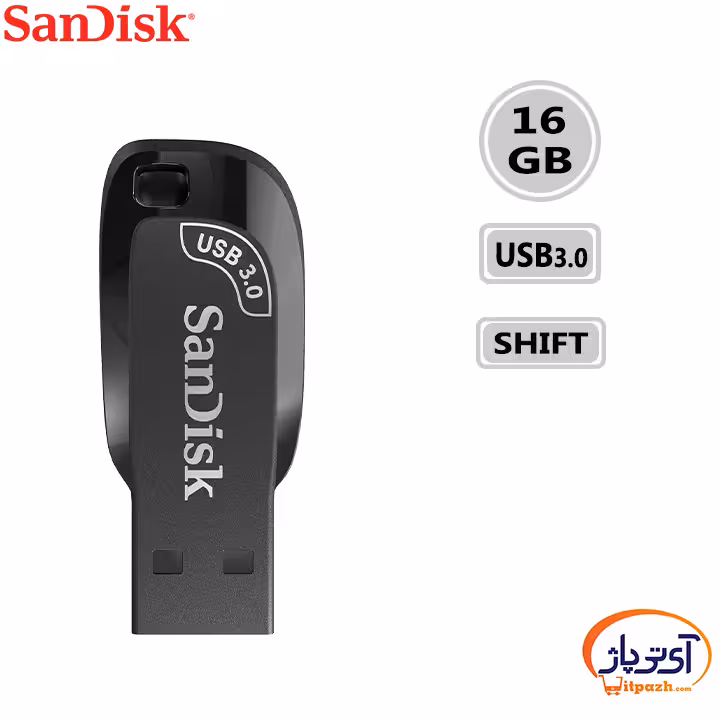 فلش مموری USB3.0 سن دیسک 16 گیگابایت مدل SanDisk ULTRA SHIFT CZ410