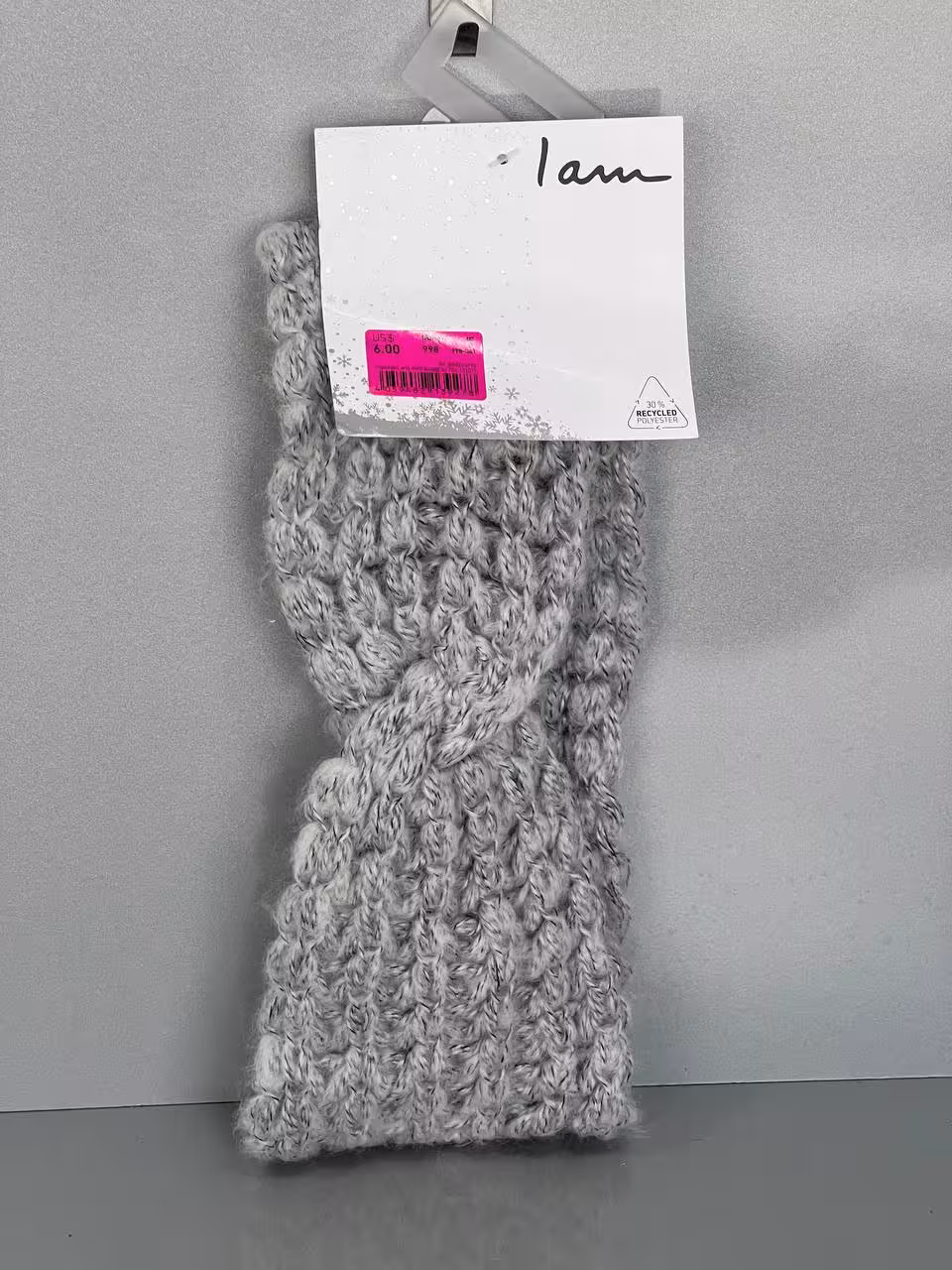 هدبند بافتنی زمستانی طوسی