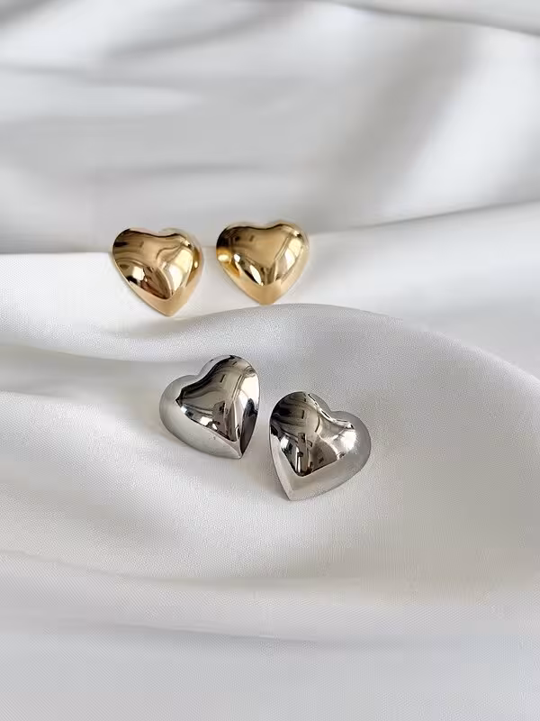 گوشواره قلب آینه ای