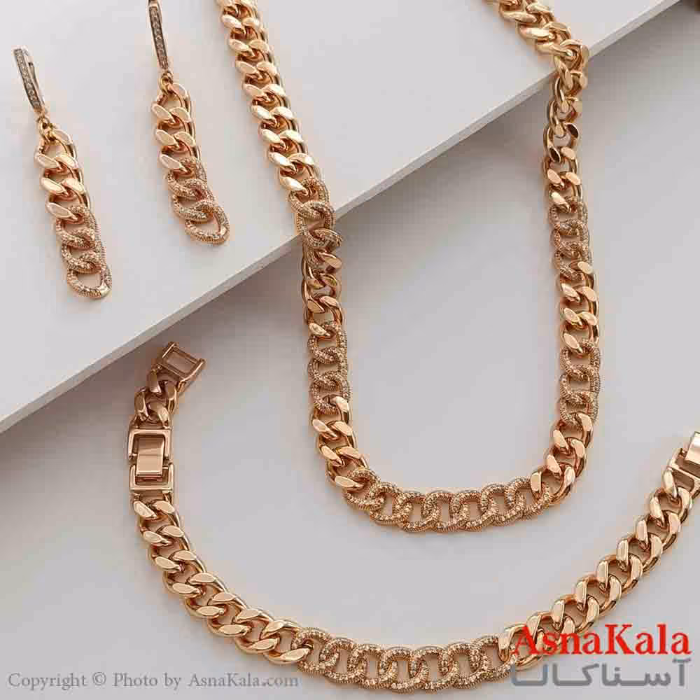 نیم ست زنانه کارتیر ژوپینگ شامل گوشواره و گردنبند و دستبند رنگ طلایی کد NIM141019W