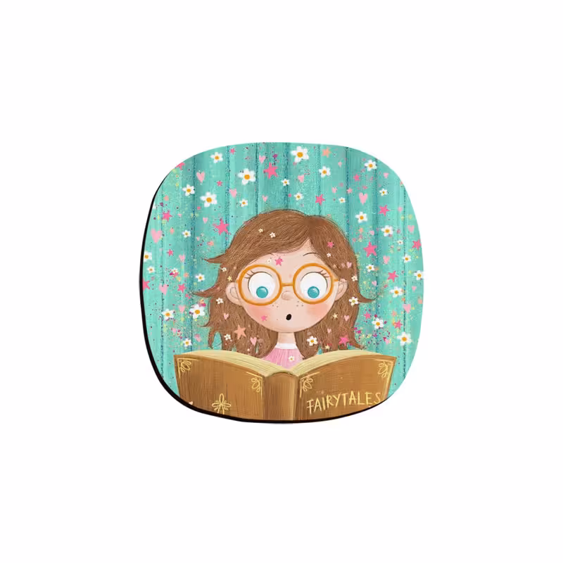 زیر لیوانی ترمه طراحان ایده مدل دخترک کتابخون کد cfp407