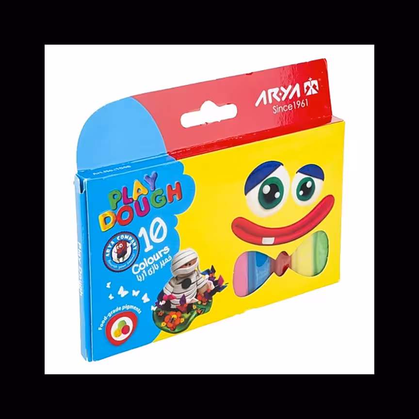 خمیر بازی 10 رنگ مقوایی آریا بسته 12 عددی 