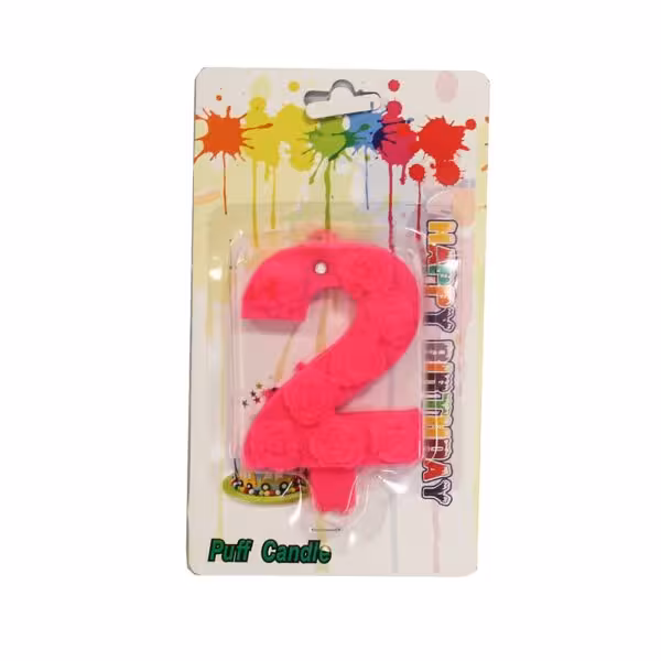 شمع مخملی عدد دو صورتی