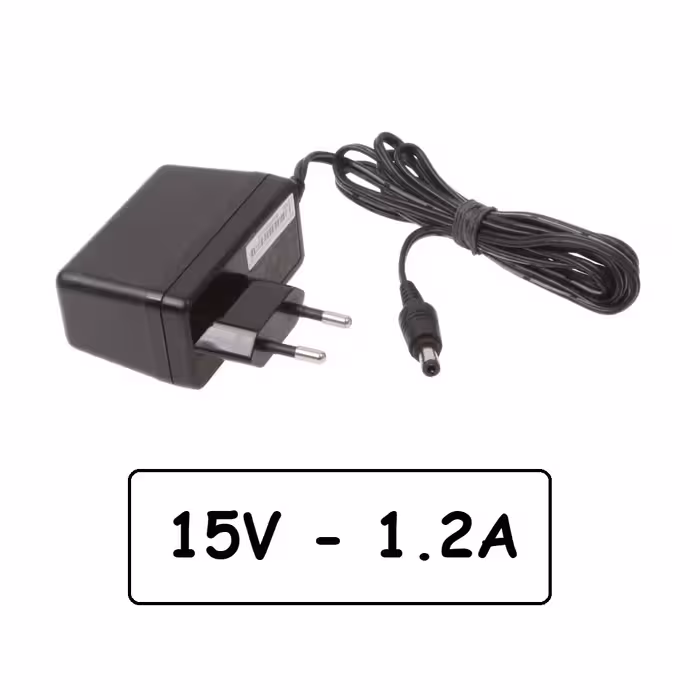 اداپتور 15 ولت 1.2 آمپر  15V/1.2A فیش استاندارد با ابعاد 5.5 در 2.5 میلی متر