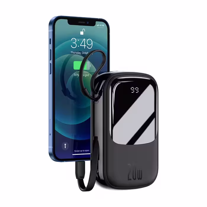 پاوربانک بیسوس Baseus Qpow Digital Display PPQD-H توان 20W و ظرفیت 20000mAh و کابل متصل لایتنینگ