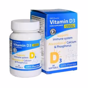 سافت ژل ویتامین D3 1000 واحد او پی دی فارما‎‎ 30تایی