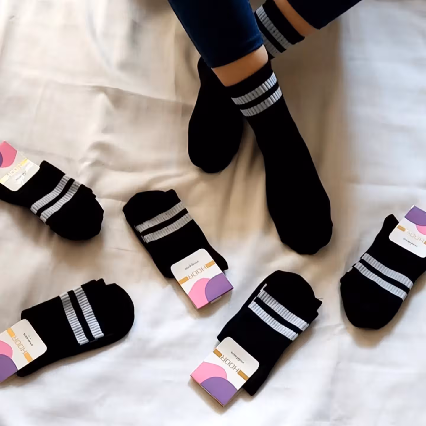 جوراب ساقدار دو خط