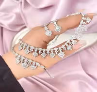 سرویس مجلل نقره جواهری زنانه کد 60565