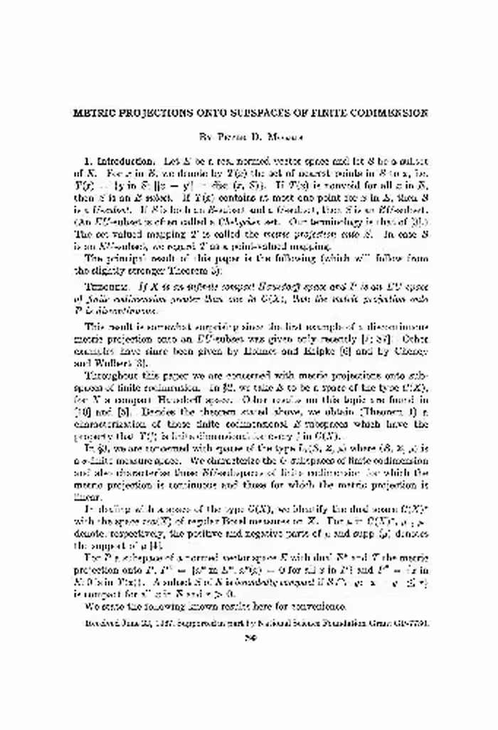 خرید و دانلود نسخه کامل کتاب Metric projections onto subspaces of finite codimension