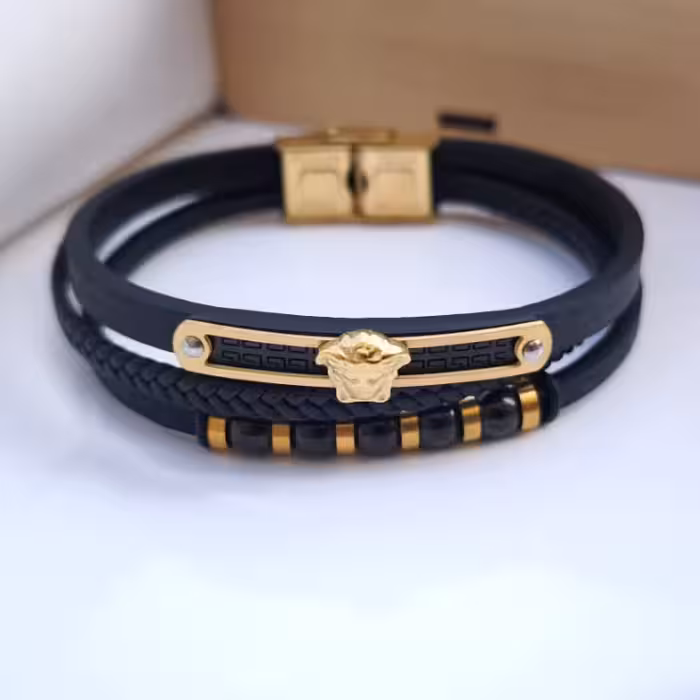 دستبند ورساچه چرمی اسپرت سه دور