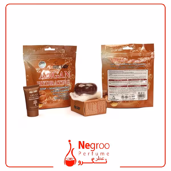 پک سه تایی صابون آرگان ARGAN و ژل شستشو و لیف مکس لیدی