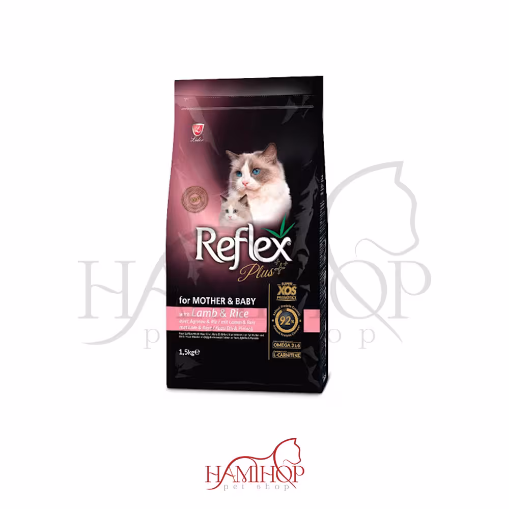 غذا خشک گربه مادر و بچه برند رفلکس با طعم بره و برنج Reflex Plus Adult Cat Food mother & baby - 1.5kg
