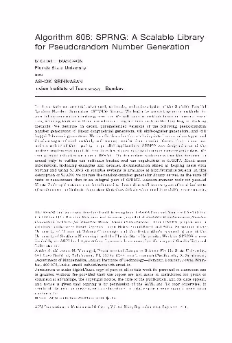 خرید و دانلود نسخه کامل کتاب Algorithm 806. SPRNG, scalable pseudorandom number library