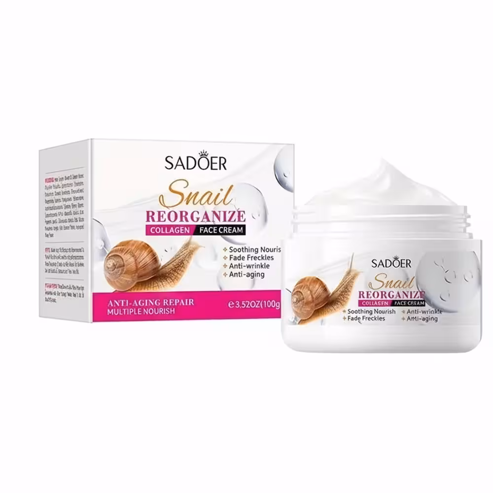 کرم آبرسان صورت جوانساز سادور مدل حلزون و کلاژن حجم 40 میل | Sadoer Snail & Collagen Face Cream
