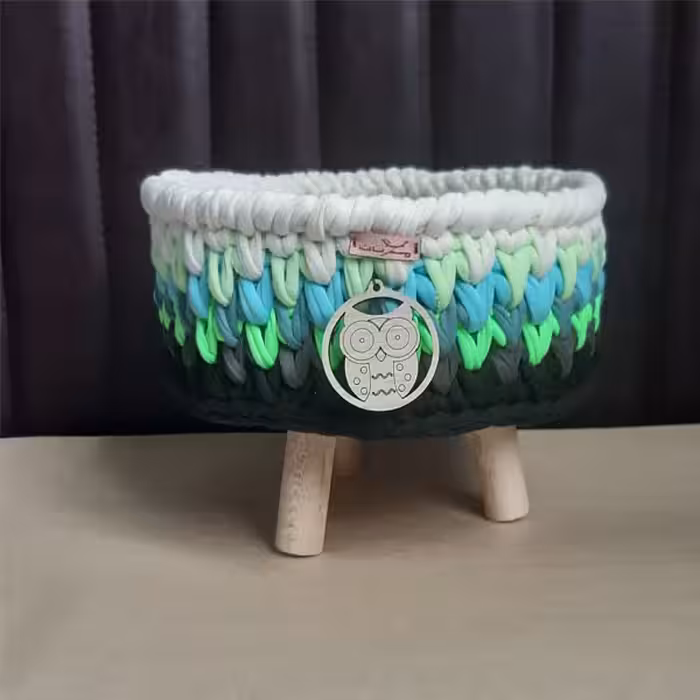 سبد قلاب بافی تریکو مدل پایه دار کد 04 مجموعه 3 عددی