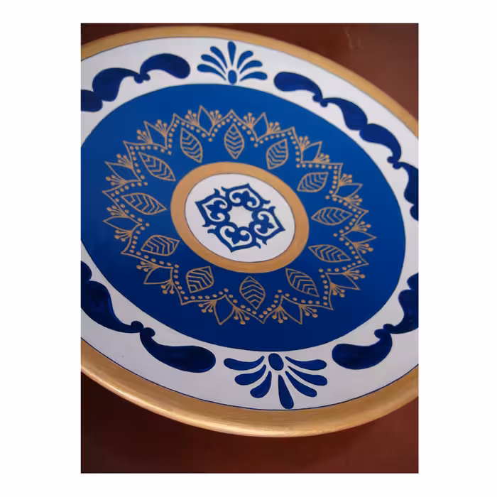  بشقاب دیوارکوب سفالی طرح اسلیمی دوار کد S 047 