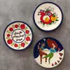 بشقاب دیوارکوب سفالی ماسالند مدل یلدایی مجموعه 3 عددی