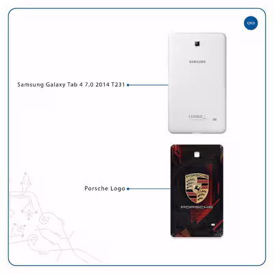 برچسب پوششی ماهوت مدل Porsche-Logo مناسب برای تبلت سامسونگ Galaxy Tab 4 7.0 2014 T231
