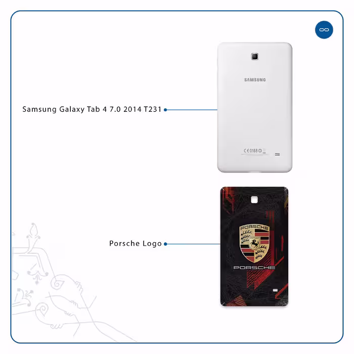 برچسب پوششی ماهوت مدل Porsche-Logo مناسب برای تبلت سامسونگ Galaxy Tab 4 7.0 2014 T231