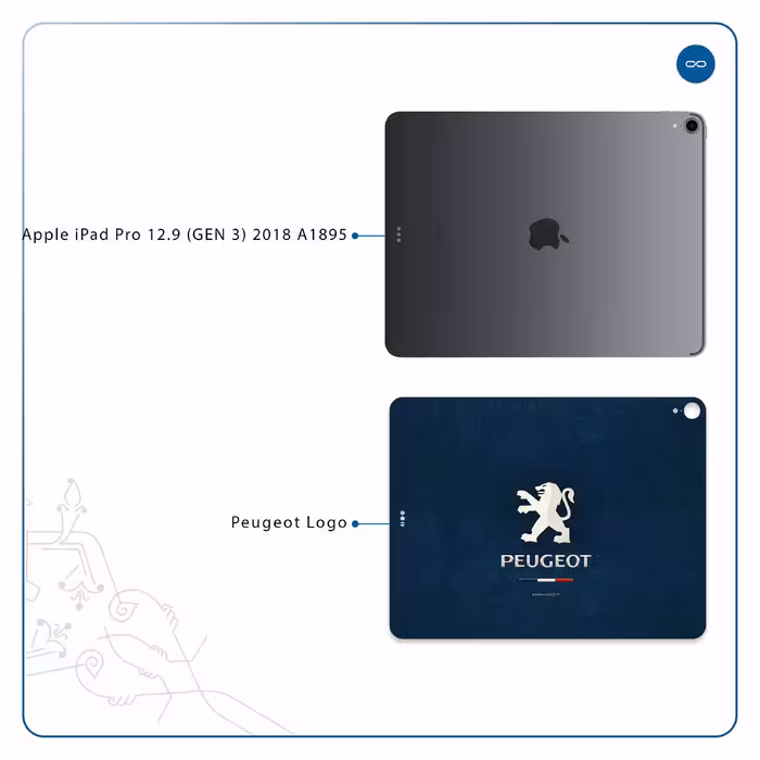 برچسب پوششی ماهوت مدل Peugeot-Logo مناسب برای تبلت اپل iPad Pro 12.9 (GEN 3) 2018 A1895
