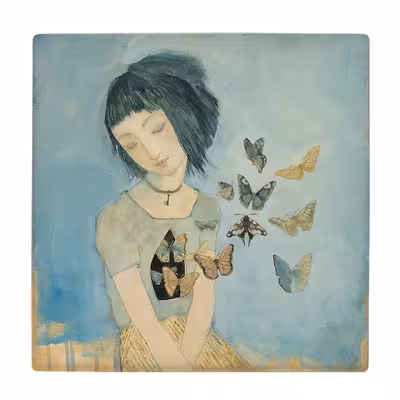  زیر لیوانی طرح دختر و پروانه ها کد    2908532_173