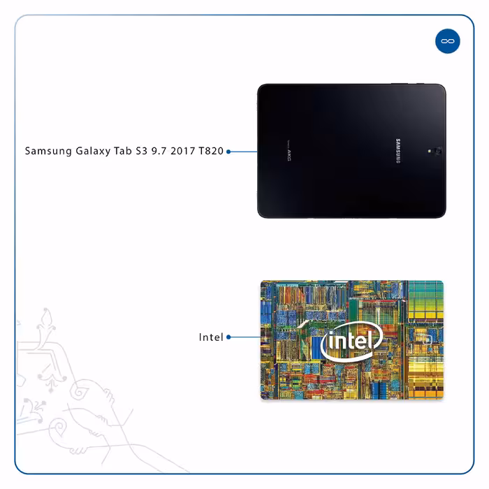 برچسب پوششی ماهوت مدل Intel Brand مناسب برای تبلت سامسونگ Galaxy Tab S3 9.7 2017 T820
