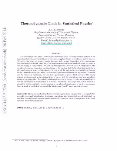 خرید و دانلود نسخه کامل کتاب Thermodynamic Limit in Statistical Physics