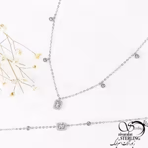 سرویس نقره با آویز مربع طرح کلاسیک کد 10540