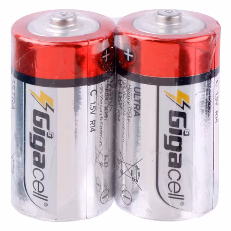 باتری دوتایی متوسط Gigacell Ultra Heavy Duty R14 1.5V C شرینک